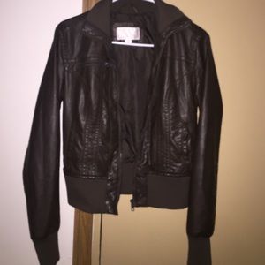 Xhilaration Dark Brown Leather Bomber Jacket