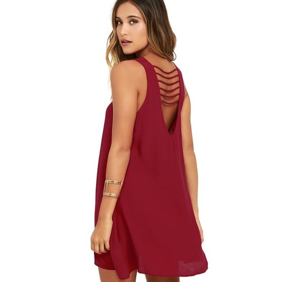 🆕 Crimson Red Cage Swing Dress - Picture 2 of 4