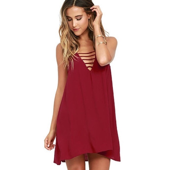 🆕 Crimson Red Cage Swing Dress - Picture 4 of 4