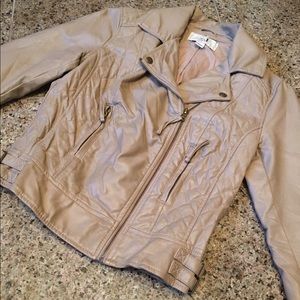 Light Tan Faux Leather Moto Jacket