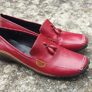 Sesto Meucci Red Leather Tassel Loafers Size 7