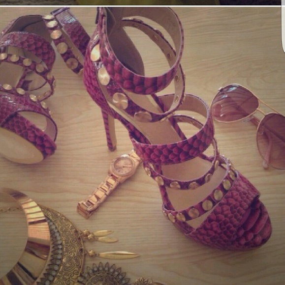 Dark pink and gold heels