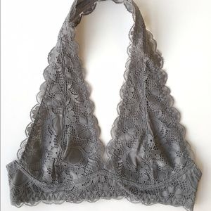 FINAL SALE!! Grey Scalloped Lace Halter Bralette