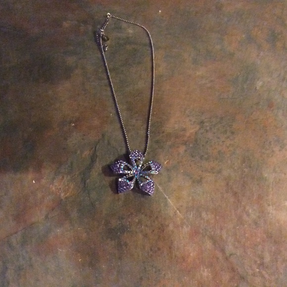 Silver with blue cookie lee necklace . About 20in