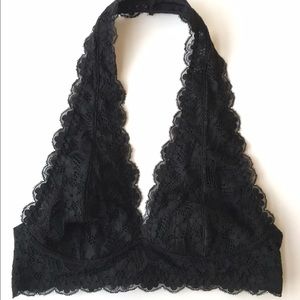 FINAL SALE!! Black Scalloped Lace Halter Bralette