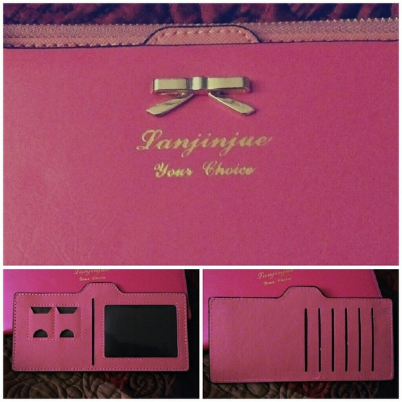NWOT Langingue salmon-pink leather wallet