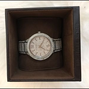 Michael Kors silver pave watch