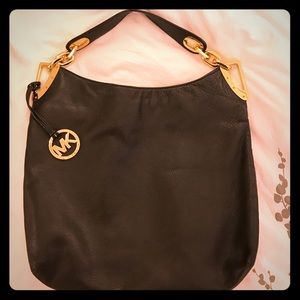 Michael Kors black leather shoulder bag