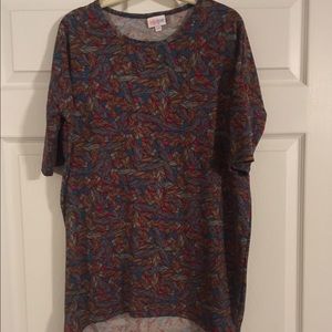LuLaRoe multicolored XXS feather Irma. NWOT.