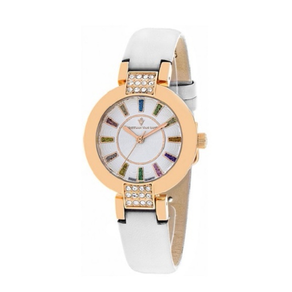 White leather strap watch