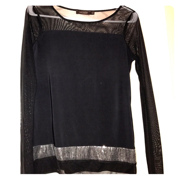 "The Limited" Black Mesh Sequence Top