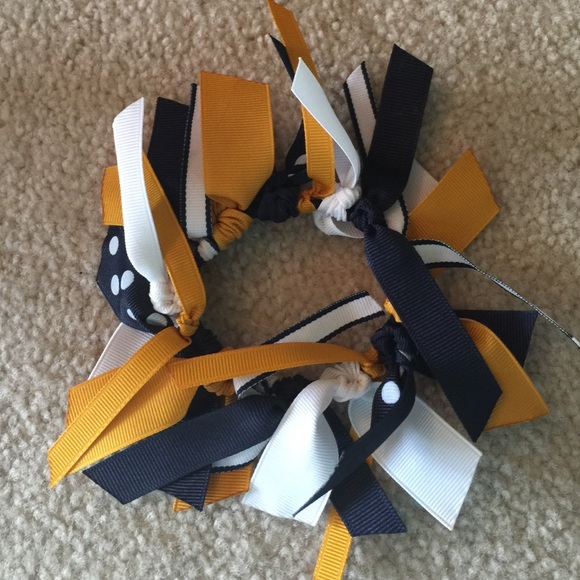 New navy gold polka dot scrunchie