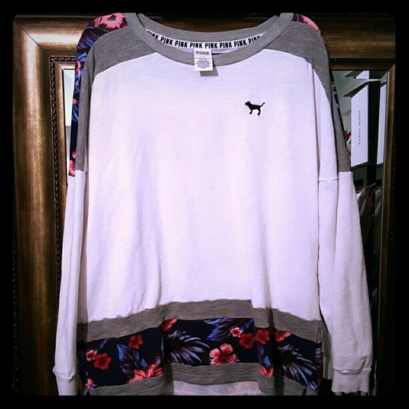 VS Pink crew floral tropical large