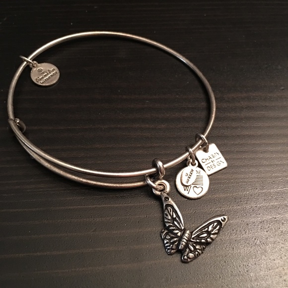 Alex & Ani silver butterfly charm bangle