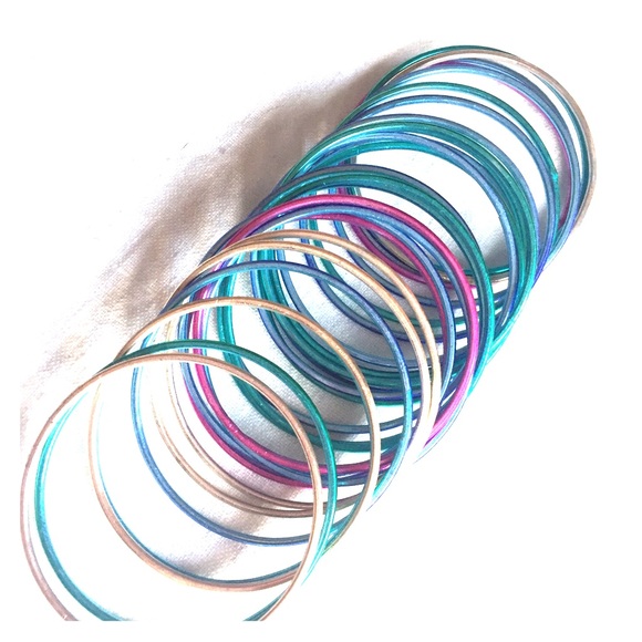 Jeweltone metal bangle bracelet set