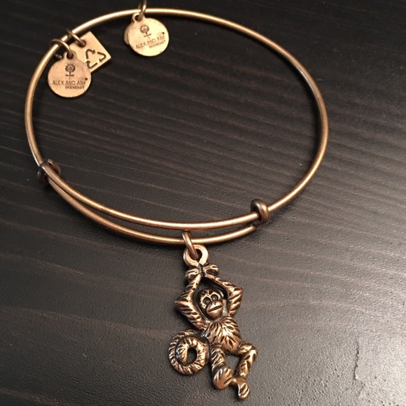 Alex & Ani gold monkey charm bangle