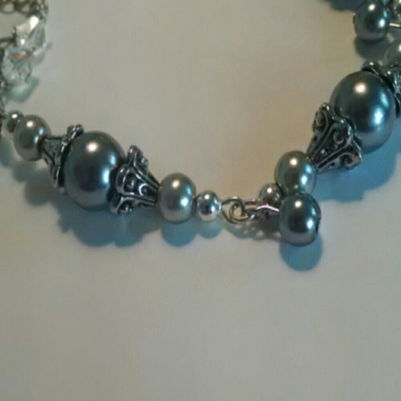 Bridal Victorian Grey Pearl Silver Bracelet - Picture 2 of 4