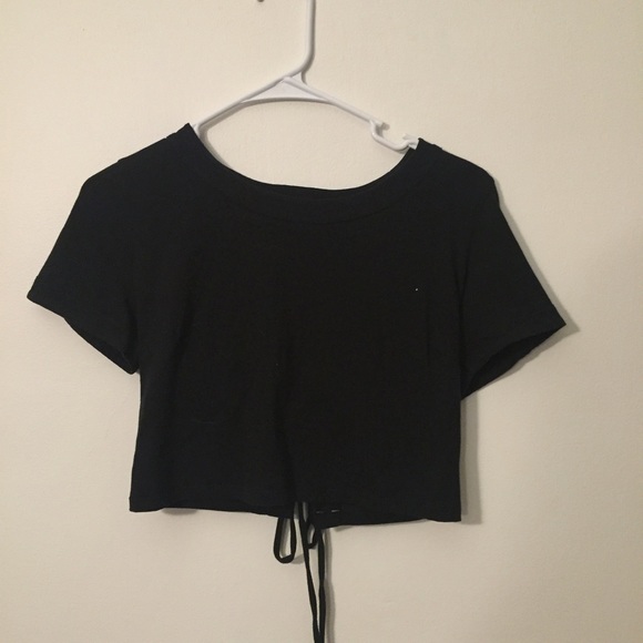 LF crop lace up shirt