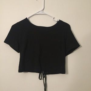 LF crop lace up shirt