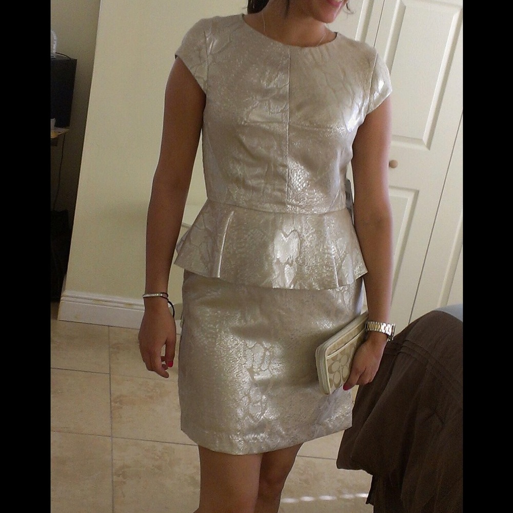 Kensie dresses size 6 cream and silver above knee