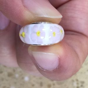 Pandora Pink Daisy Glass Charm