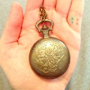Brass Pocketwatch Necklace with Long Chain