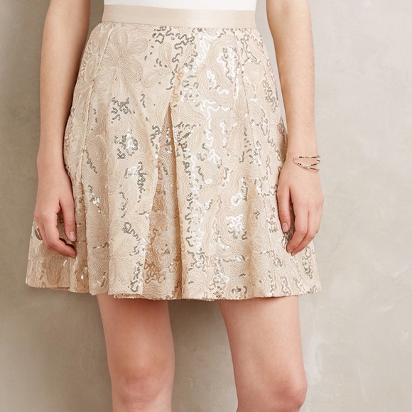 Anthropologie gold mini skirt