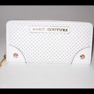 White Leather-zip Perforated Wallet