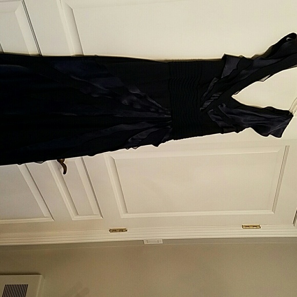 Navy chiffon and satin gown