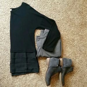 Black sweater  with contrast banded bottom
