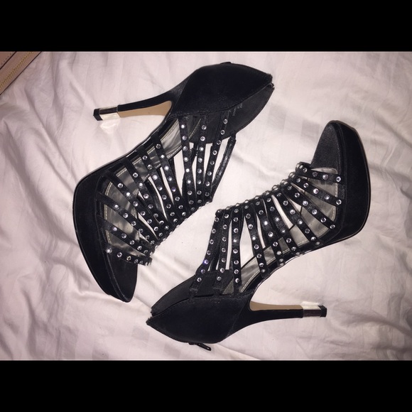 black rhinestone heels