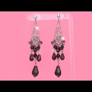 Hematite Crystal Chandelier Earrings.