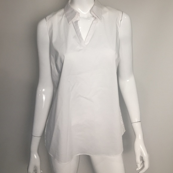TAHARI White Sleeveless Lace Back Blouse Sz L NWT