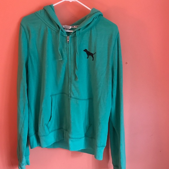 Victoria Secret PINK teal zip up sweatshirt