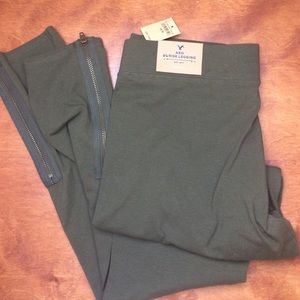 High rise army green leggings