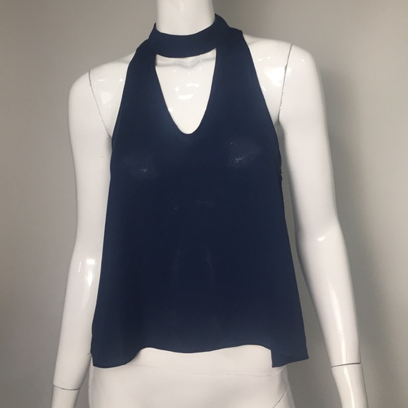 Olivaceous Navy Blue Cut-Out High Neck Blouse NWT