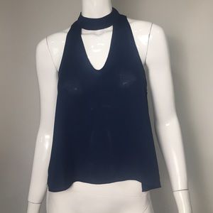 Olivaceous Navy Blue Cut-Out High Neck Blouse NWT