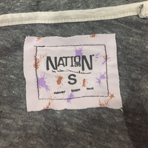 Nation Ltd. Gray/White Baseball Tee Size S - Picture 4 of 4