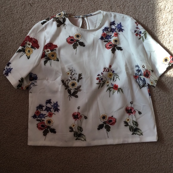 Floral white top- Never worn!!