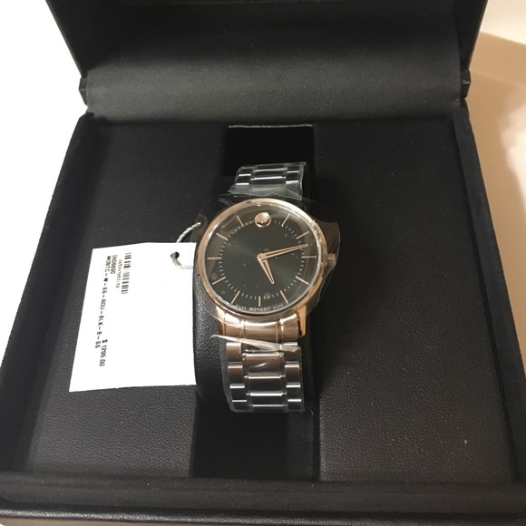 Movado Silver Black stainless steel watch ⌚️ NIB