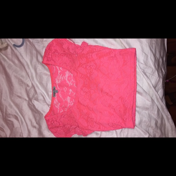 pink lace crop top