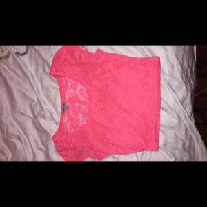 pink lace crop top