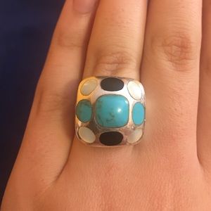 925 Sterling Silver Square Turquoise Ring