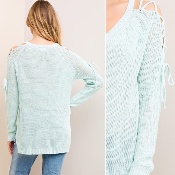 Lace Up Shoulder Sweater - Picture 2 of 2