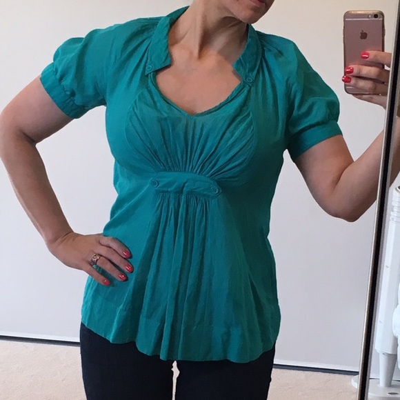 French Connection FCUK Teal Blouse - sz 2 - Picture 1 of 5