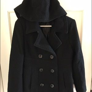 Style & Co 30% wool coat, removable hood, size P