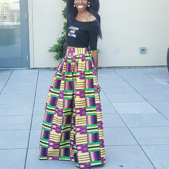 Kente Print Ankara Maxi Skirt