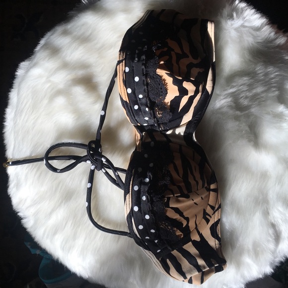 Leopard/ polka dot Victoria Secrets swim top