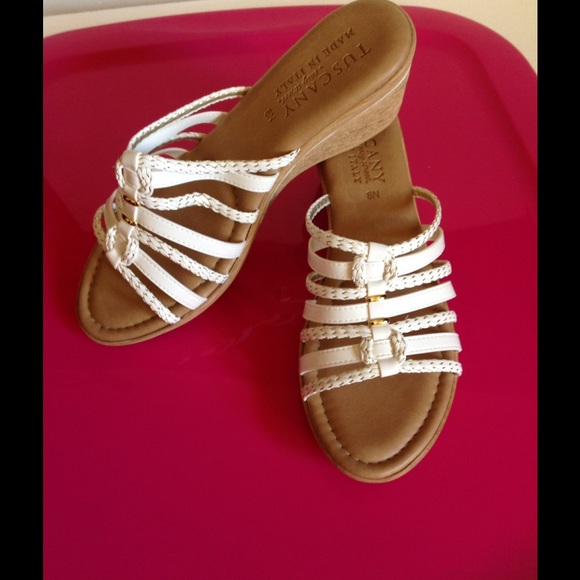 Reduced!White wedge sandals. Tuscany made in Italy
