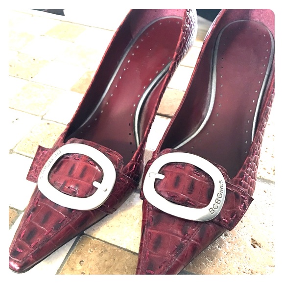 BCBGirls red alligator print shoes